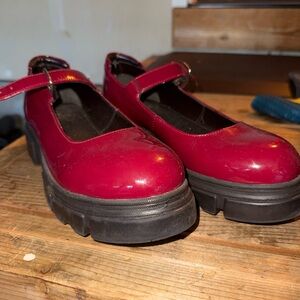 Chunky Burgundy Mary Jane Shoes
